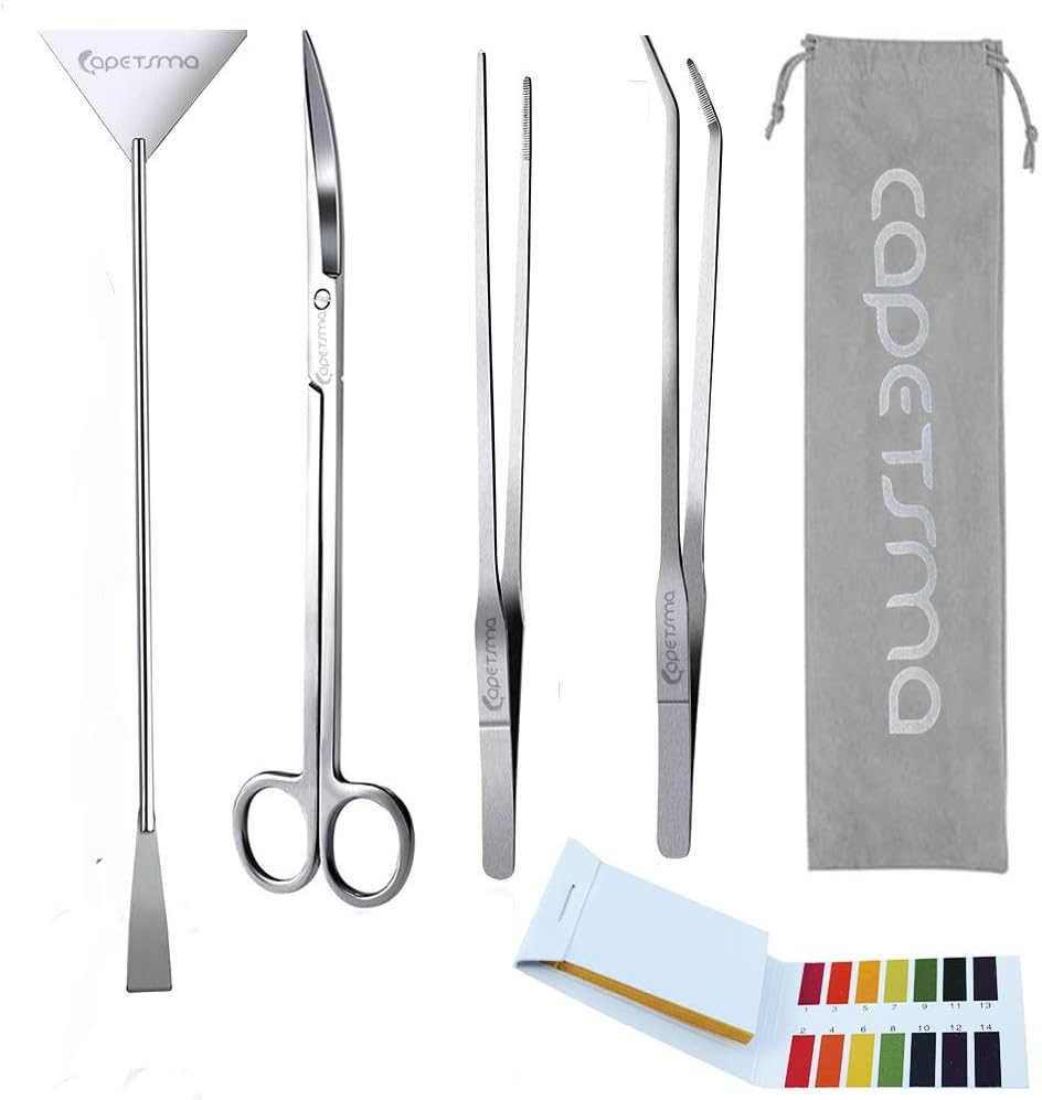 Capetsma Aquascape Tools, Long Stainless Steel Aquarium Plant Tools Aquarium Tweezers Scissors