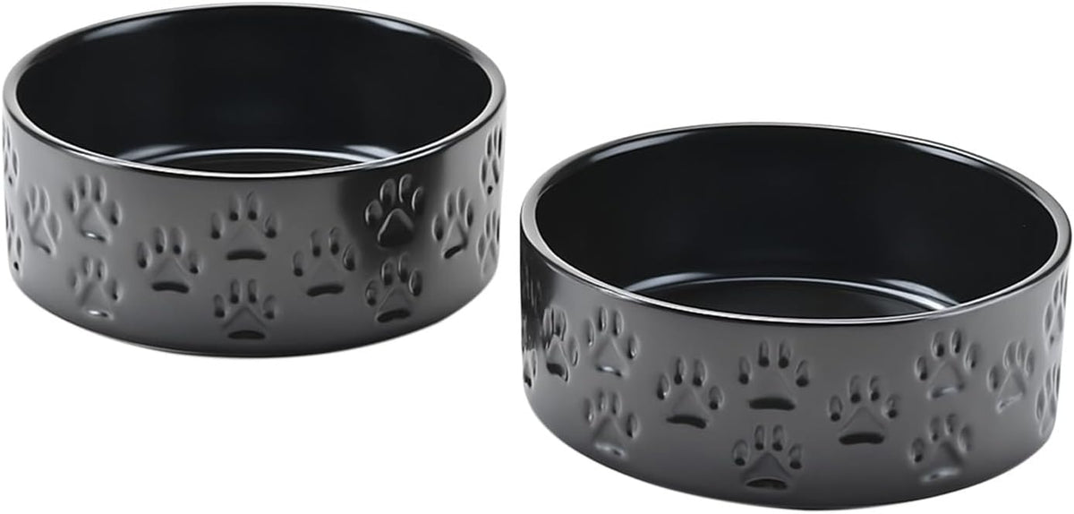 SPUNKYJUNKY Ceramic Dog Bowls 2 Pack, 7.3'' Dog Food Water Double Feeding Bowls Non-Slip for Medium