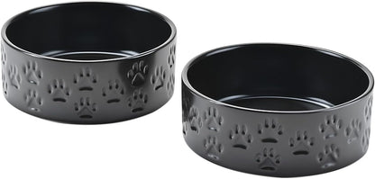 SPUNKYJUNKY Ceramic Dog Bowls 2 Pack, 7.3'' Dog Food Water Double Feeding Bowls Non-Slip for Medium
