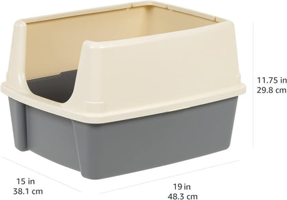 Amazon Basics Large Cat Litter Box with High Sides, Open Top, Includes Scoop, 19 x 15 x 11.75