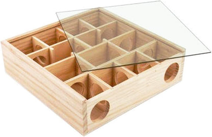 Allazone Wooden Maze Tunnel Toy with Cover, Small Pet Animals Sport Toy Funny Toy for Mice Dwarf