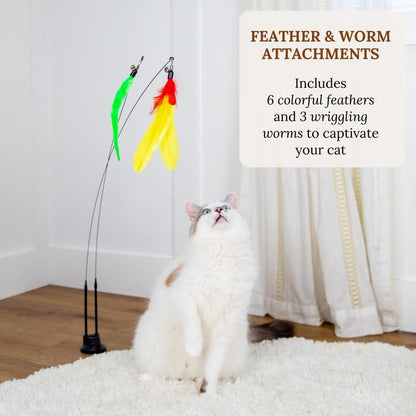 Suction Cup Cat Toys for Indoor Cats Interactive Suction Cup Cat Wand Toy Feather Teaser for Indoor