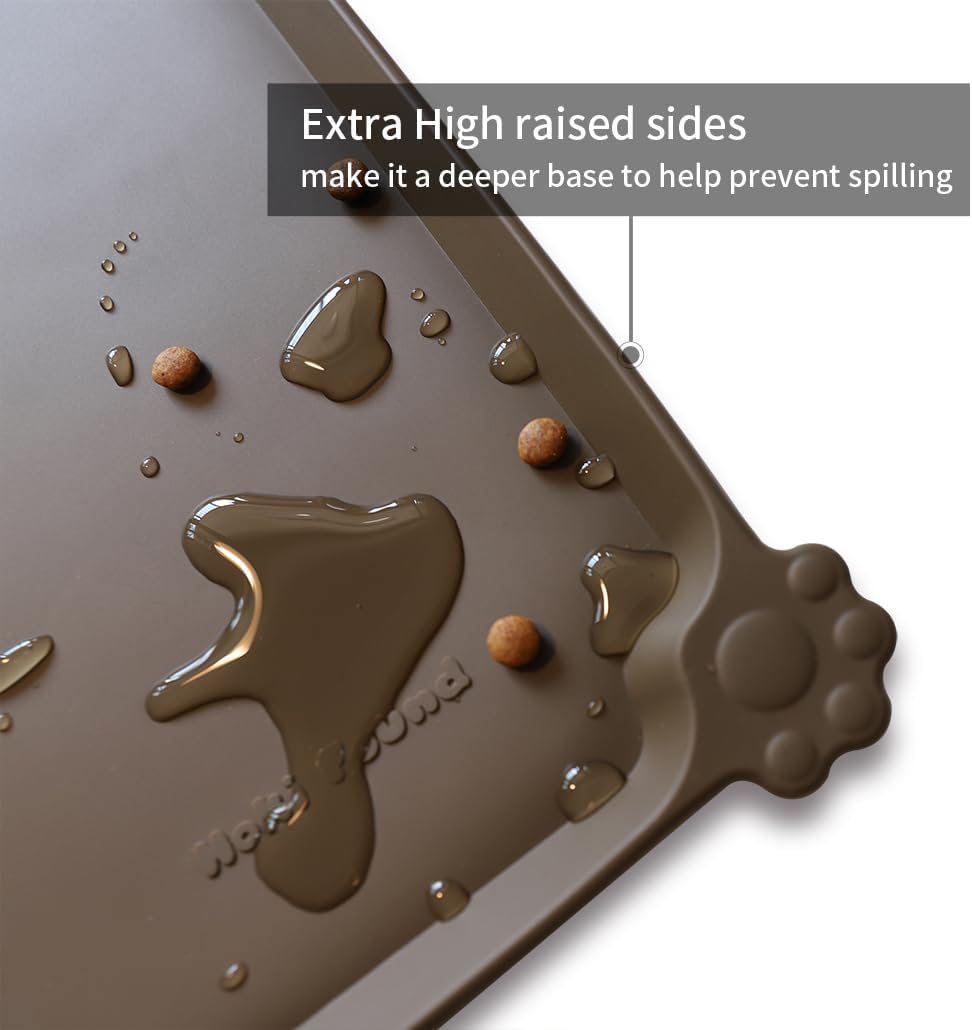 Hoki Found Silicone Pet Food Mats Tray - Non Slip Pet Dog Cat Bowl Mats Placemat - Dog Pet Cat