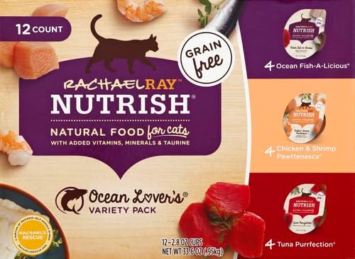 Rachael Ray Nutrish Natural Wet Cat Food, Ocean Lovers Variety Pack, 2.8 Ounce Cup (Pack of 12)