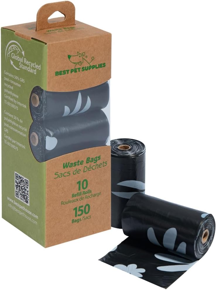 Best Pet Supplies Poop Bags for Dogs, 50% Post-Consumer Recycled Content dog waste bags on rolls