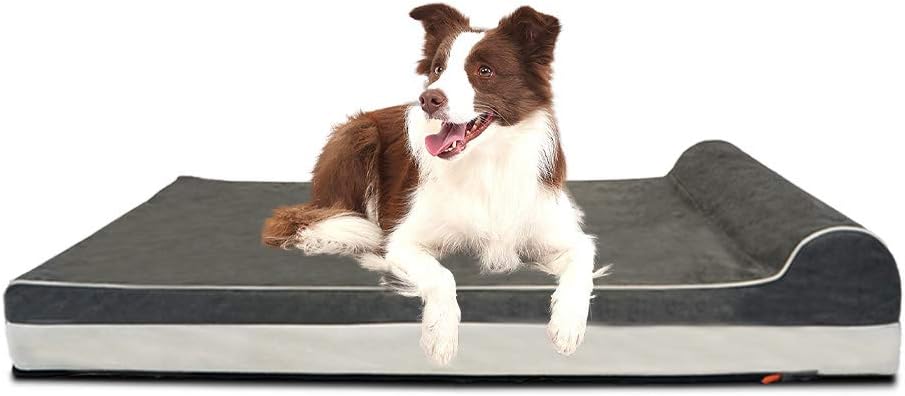Laifug Orthopedic Memory Foam Extra Large Dog Bed with Pillow and Durable Water Proof Liner &