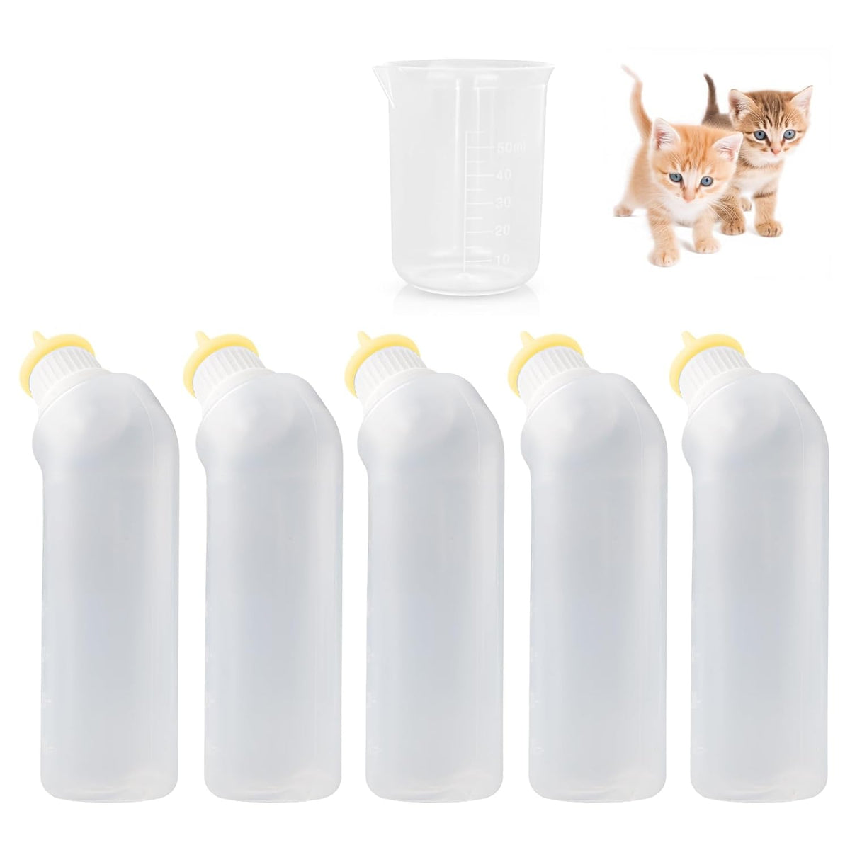 5Pack Kitten Bottle for Nursing Puppy Milk Kitten Bottles Feeding Kit Silicone Nipple for Newborn