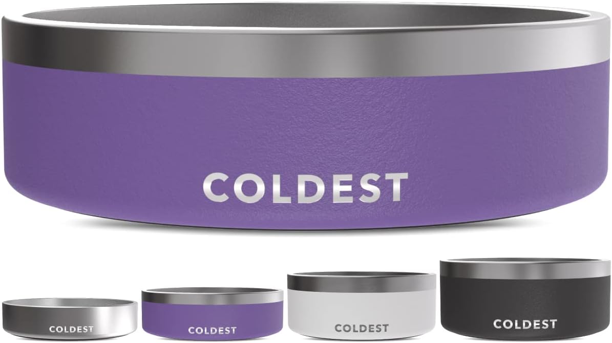 Coldest Dog Bowl - Anti Rust Metal, Non Slip, 3 Layers Insulated Stainless Steel Dog Bowls - Spill
