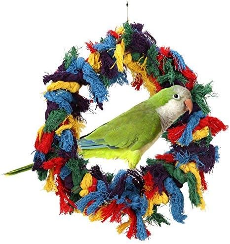 Litewoo Bird Parakeet Colorful Swing Toys,Cotton Rope Chew Hanging Bird Preening Garland Swing for