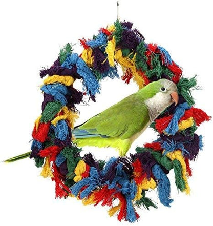 Litewoo Bird Parakeet Colorful Swing Toys,Cotton Rope Chew Hanging Bird Preening Garland Swing for