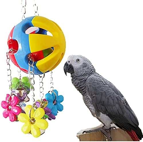 bird String Ball Toy Parrot Pet Cage Toy Chew Bite with Hanging Swing Bell for Small Parakeet
