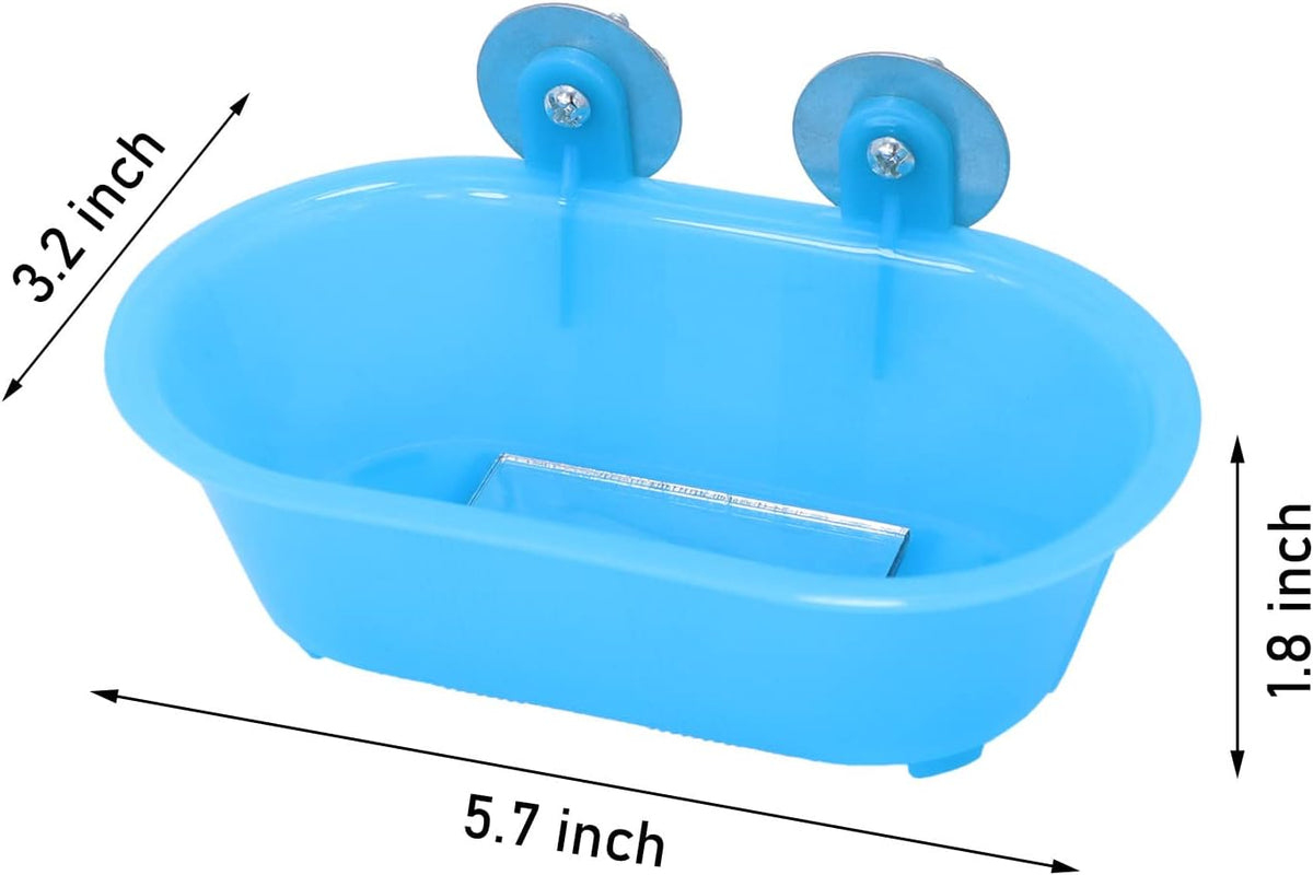 Wontee Bird Bath with Mirror Toy Fixable Parrot Bathroom Tub for Small Brids Parrot Canary Budgies
