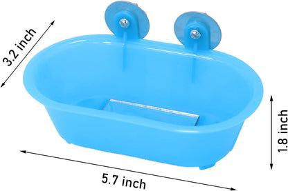 Wontee Bird Bath with Mirror Toy Fixable Parrot Bathroom Tub for Small Brids Parrot Canary Budgies