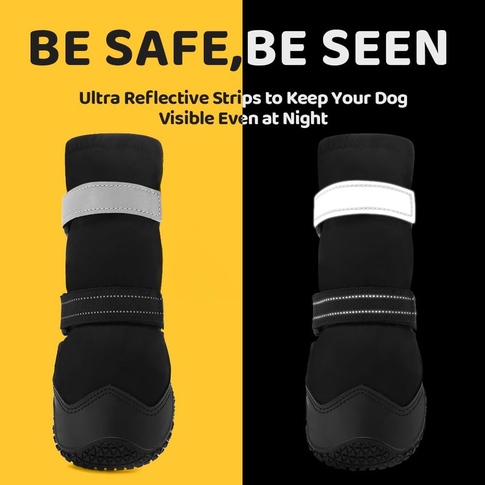 Hcpet Dog Shoes, Dog Boots & Paw Protectors for Winter Snowy Days, Rainy Weather, Outdoor Anti-Slip