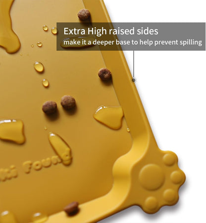 Hoki Found L Silicone Non Slip Pet Feeding Mats - Waterproof Dog Cat Food and Water Mats for Carpet