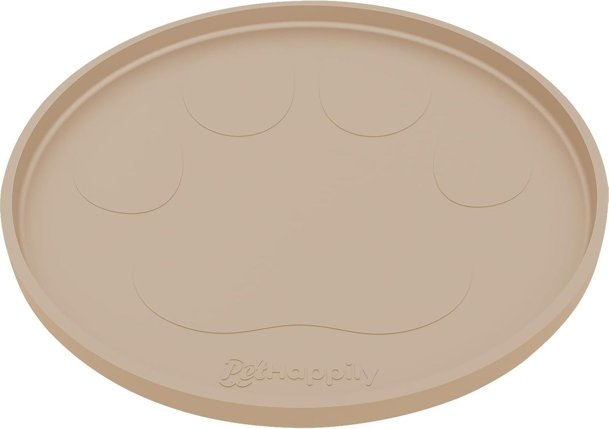 Dog Food Mat Round 10" - Raised Edges Dogs Mat for Food and Water Prevent Spill, Waterproof Cat