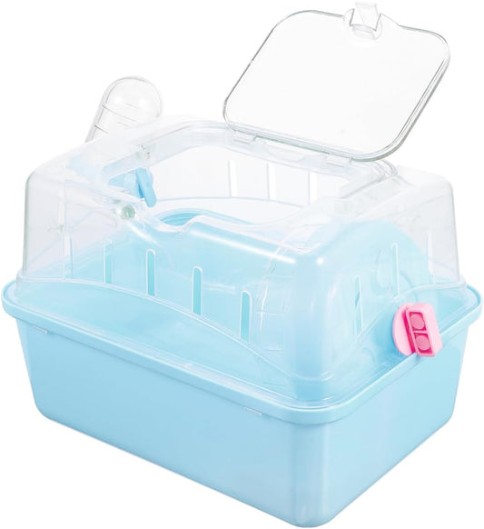 POPETPOP Small Animal Carrier Cage with Water Bottle - Portable Hamster Travel Cage with Handles