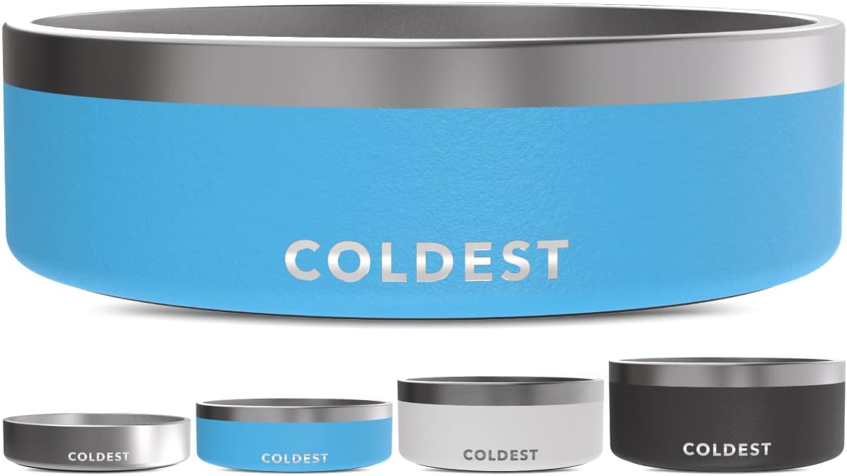 Coldest Dog Bowl - Anti Rust Metal, Non Slip, 3 Layers Insulated Stainless Steel Dog Bowls - Spill
