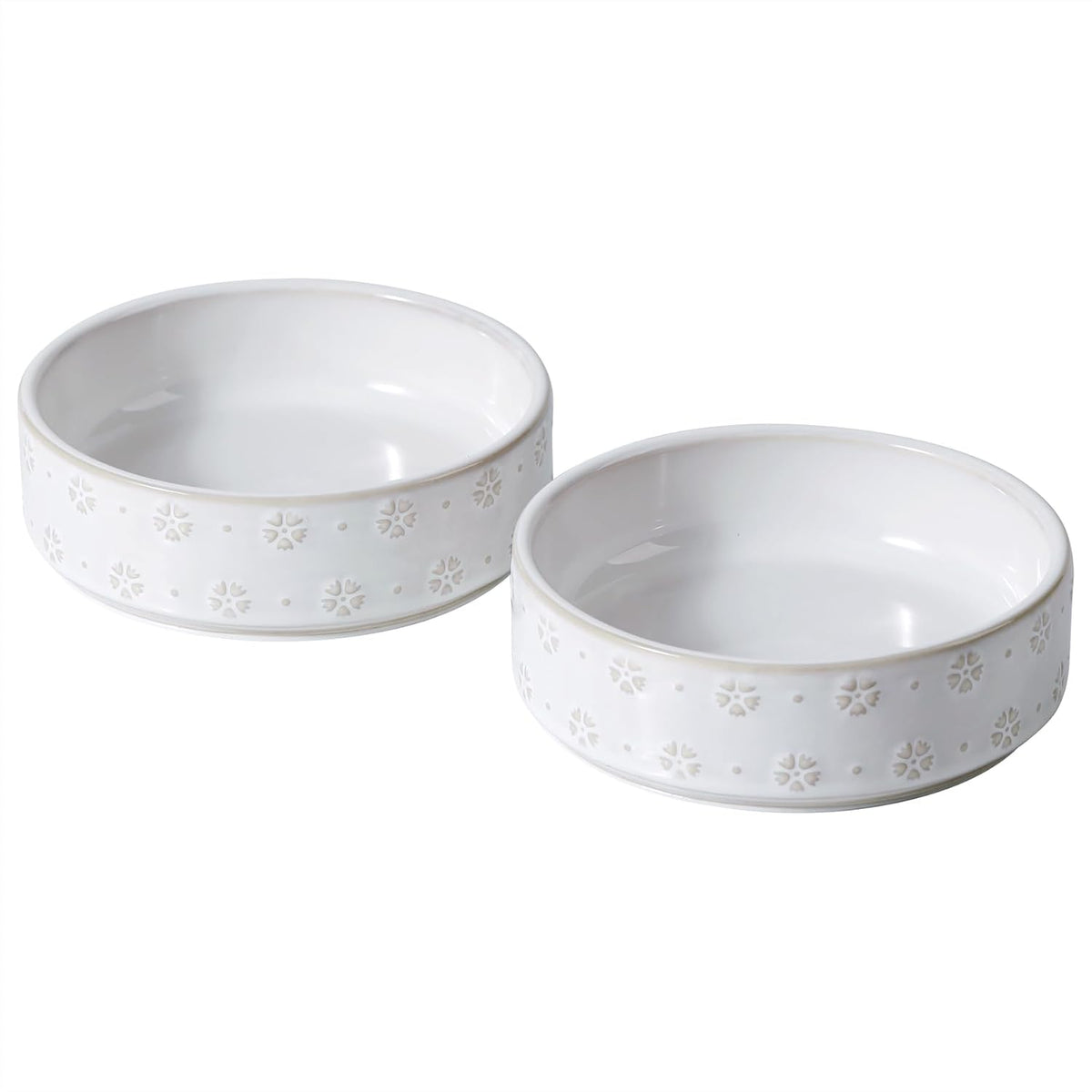 6.1inch Ceramic Set of 2 Dog and Cat Bowls, Food and Water Bowls for Toy Breed Dogs, Kitty, 2pcs