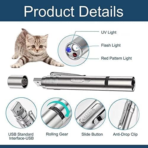 Cat Toys Laser Pointer for Indoor, Rechargeable, 7 Adjustable Wand Red Light Pet Interactive Cat