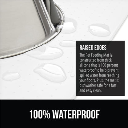GORILLA GRIP 100% Waterproof Raised Edge BPA Free Silicone Pet Feeding Mat, Dog Cat Food Mats