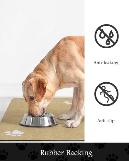 Pet Feeding Mat-Absorbent Dog Mat for Food and Water Bowl-No Stains Quick Dry Water Dispenser