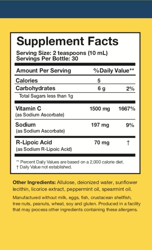 Researched Nutritionals C-RLA - Liposomal Vitamin C with R Lipoic Acid to Support Detox - Vegan &