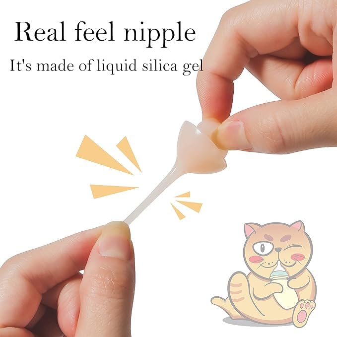 Silicone Feeding Nipples and Syringes for Newborn Kittens, Puppies, Small Animals, Rabbits Dongdong