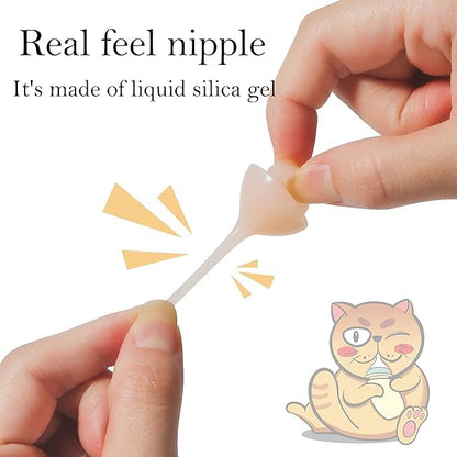 Silicone Feeding Nipples and Syringes for Newborn Kittens, Puppies, Small Animals, Rabbits Dongdong