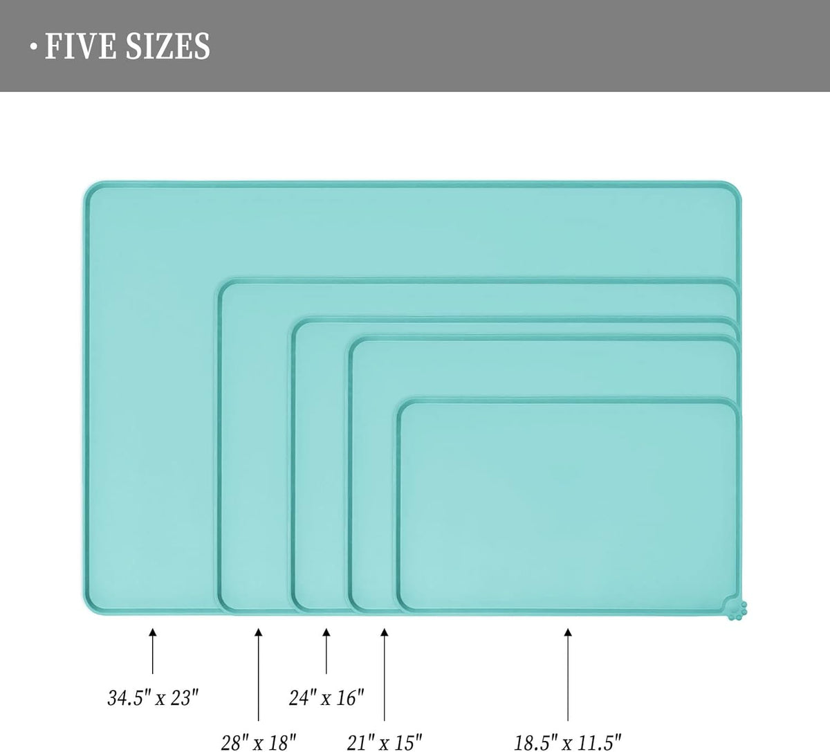 Waterproof Pet Feeding Mat with High Raised Edges, Heavier and Thicker Placemats for Cat Dog Water