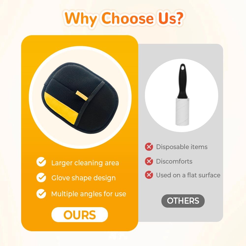 2025 Upgrade Pet Hair Remover Gloves, Reusable Cat Dog Grooming Gloves Pet Hair Remover