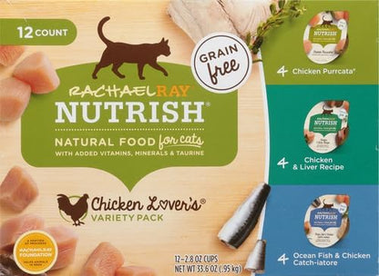 Rachael Ray Nutrish Premium Wet Cat Food, Chicken Lovers Variety Pack, Grain Free, 2.8 Oz. Tub