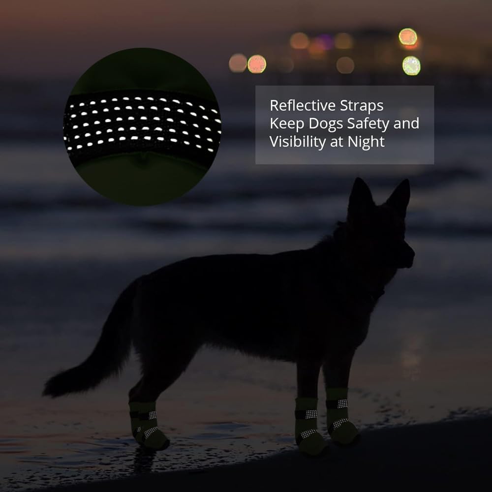 Dog Shoes for Hot Pavement Anti-Slip Dog Boots & Paw Protectors for Winter Snowy Day Summer Dog