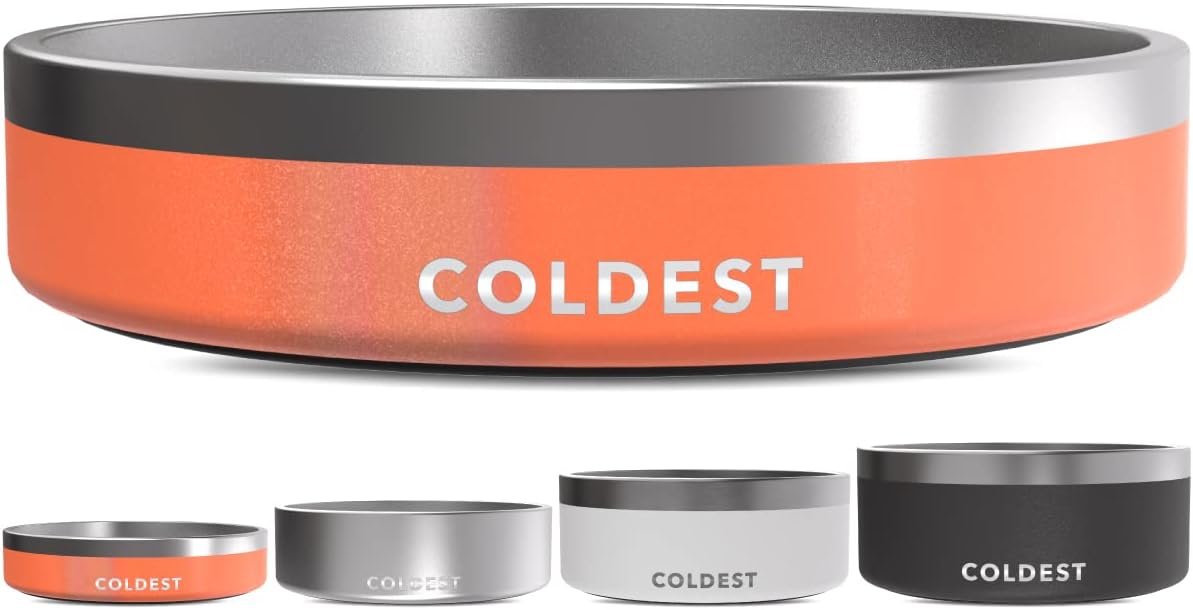 Coldest Dog Bowl - Anti Rust Metal, Non Slip, 3 Layers Insulated Stainless Steel Dog Bowls - Spill