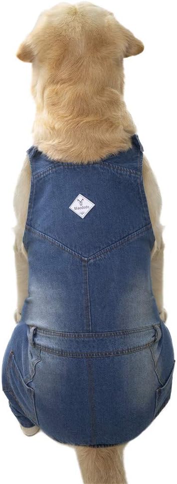 Classic Dog Jeans Overall for Medium Large Dogs,Pet Denim Jumpsuit Onesies Clothes Costumes for