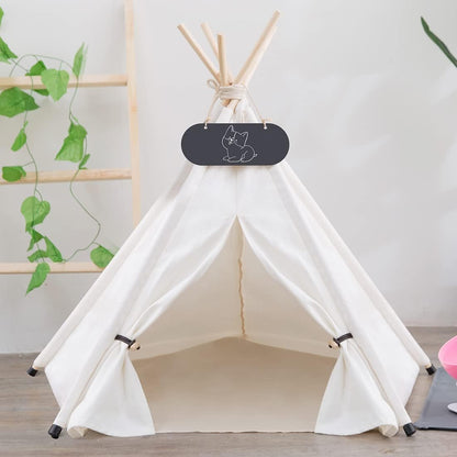 Pet Teepee Tent for Dogs & Cats Dog Bed with Thick Cushion Puppies Play House Removable and Washable