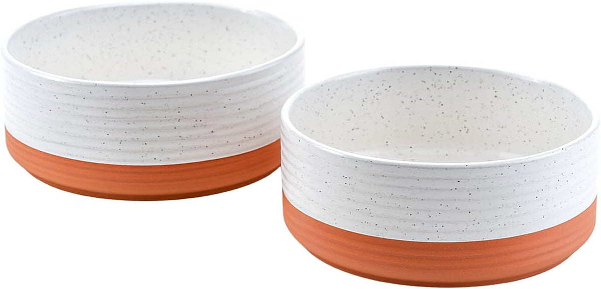 SPUNKYJUNKY Ceramic Dog Bowls 2 Pack, 8.3'' Dog Food Water Double Feeding Bowls Non-Slip for Large