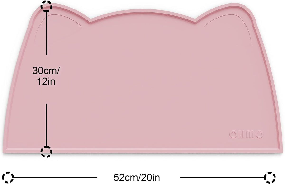 OHMO - Cat Food Mat, Silicone Pet Feeding Mat for Floor Non-Skid Waterproof Dog Water Bowl Tray