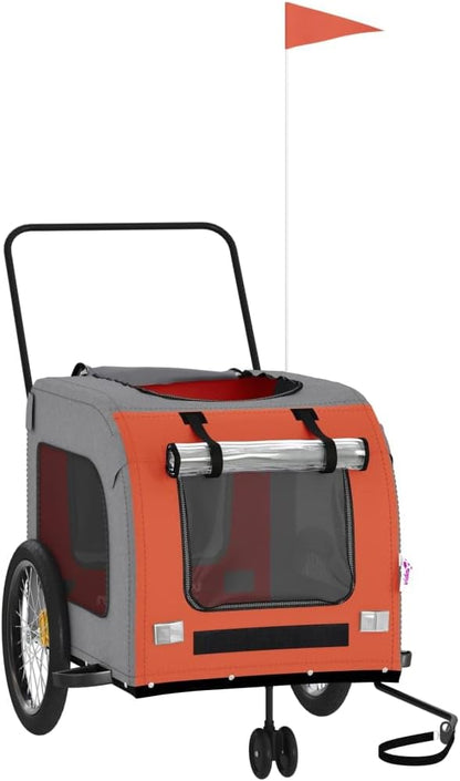 Tidyard Pet Bike Trailer Orange and Gray Oxford Fabric and Iron Pet Bicycle Carrier, Animal Bike