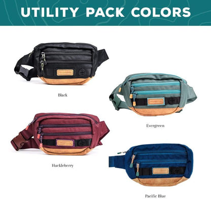 Wilderdog Utility Fanny Pack stores Treats, Balls, Keys in 3 Pockets with adjustable strap and Poop