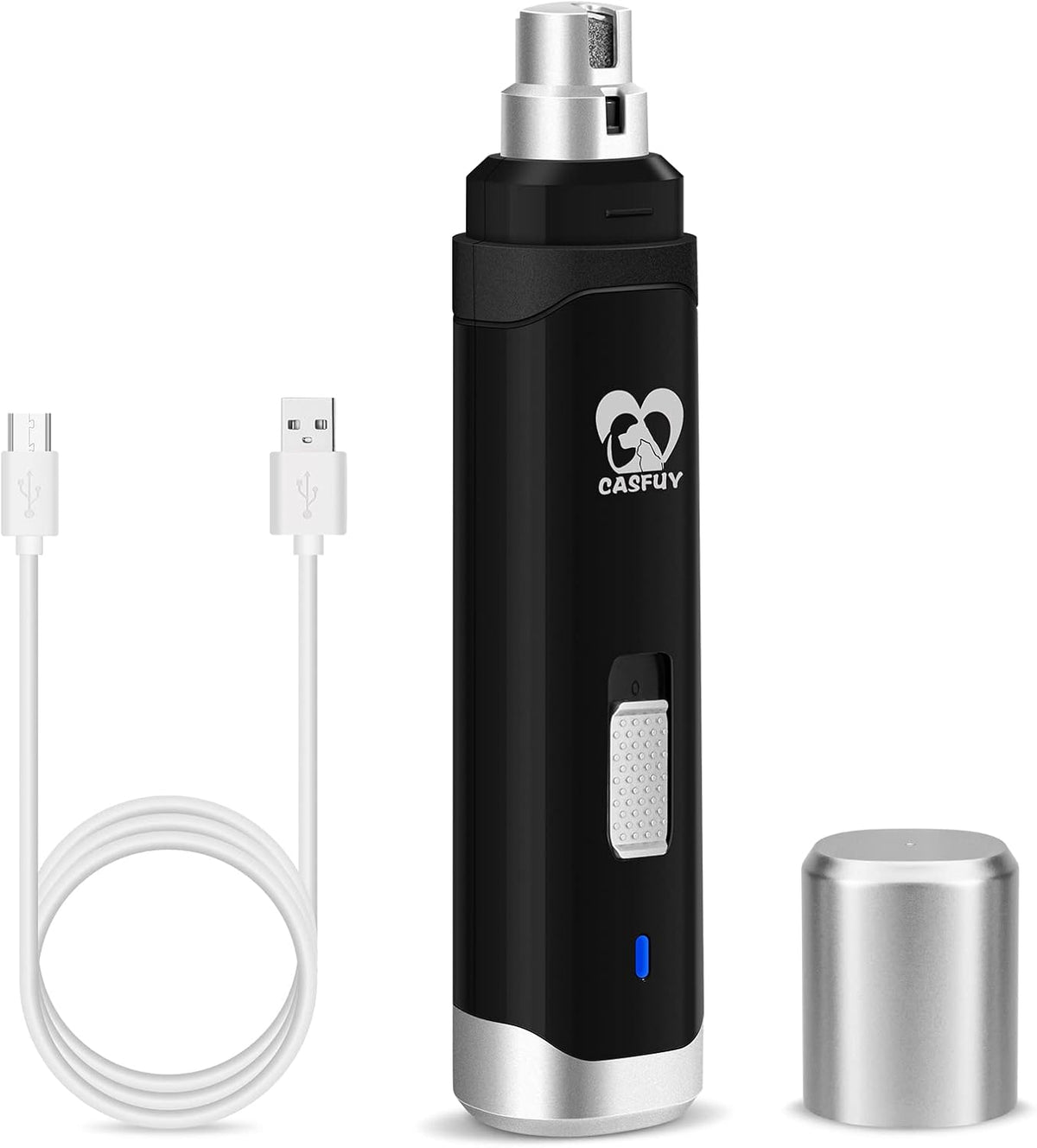 Casfuy Dog Nail Grinder Upgraded - Professional 2-Speed Electric Rechargeable Pet Nail Trimmer