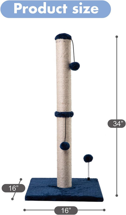 MECOOL 34“ Tall Cat Scratching Post Premium Basics Kitten Scratcher Sisal Scratch Posts Trees with