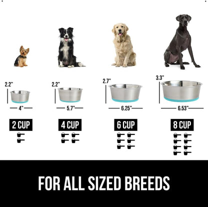 GORILLA GRIP Set of 2 Dog Bowls, Holds 6 Cups (48 fl oz), Heavy Duty Metal Food and Water Bowl for