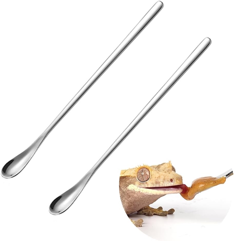 2Pcs Reptile Powder Fruit Mixing Stirring Food Feeding Spoon fit Crested Gecko Gargoyle Bearded