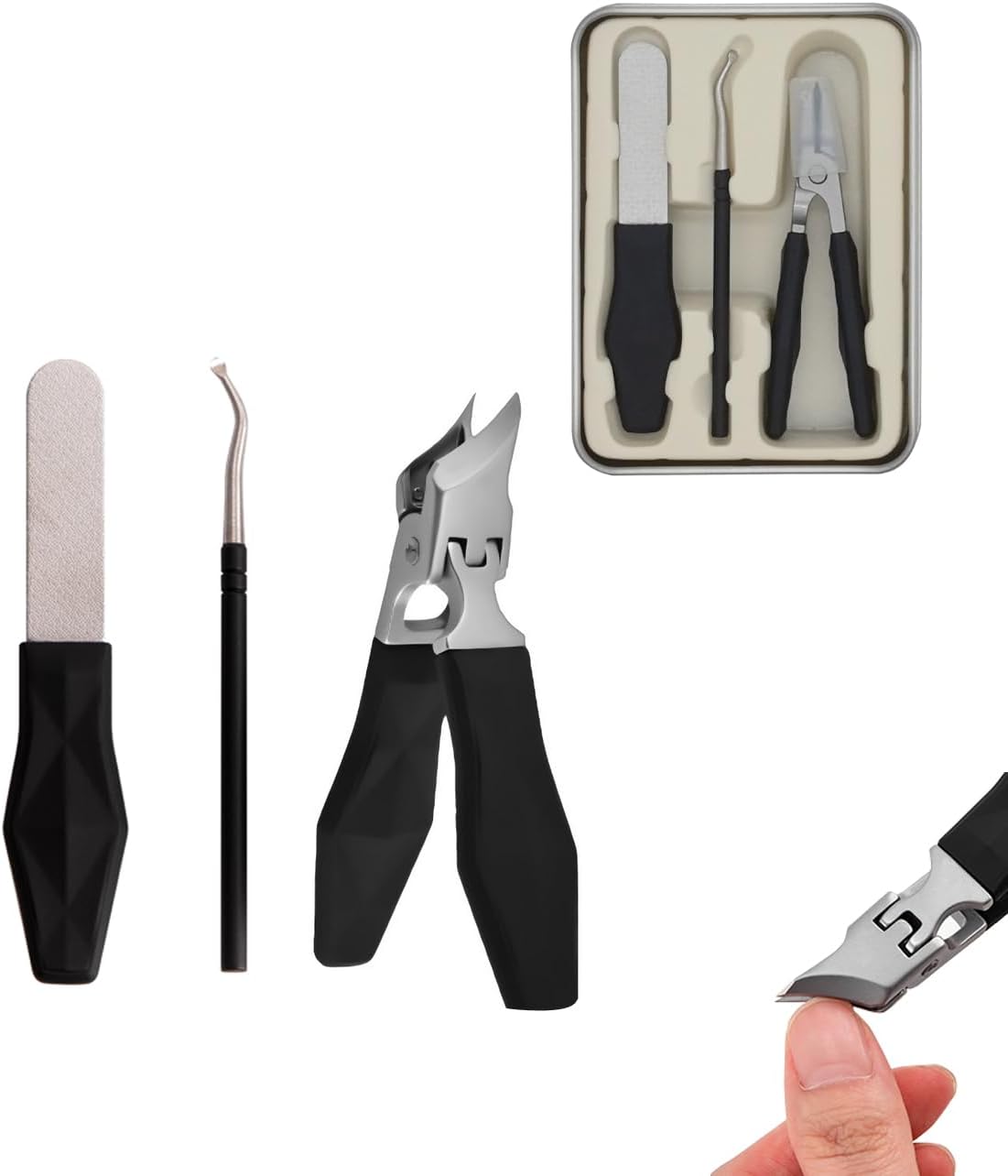 Angled Nail Clippers Black Eagle Beak Oblique Slanted Curved Thick Professional Nail Clippers for