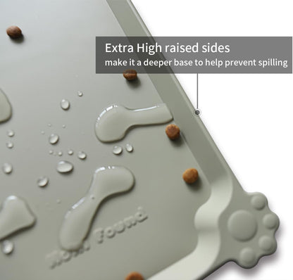 Hoki Found X-Large Silicone Pet Feeding Mats - Non Slip, Waterproof Dog & Cat Food Mats - Placemats
