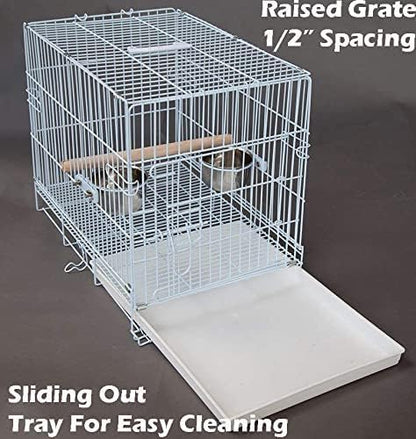 Durable Easy Portable Metal Travel or Veterinary Collapsable Parrot Bird Carrier Beaks Proof Cage