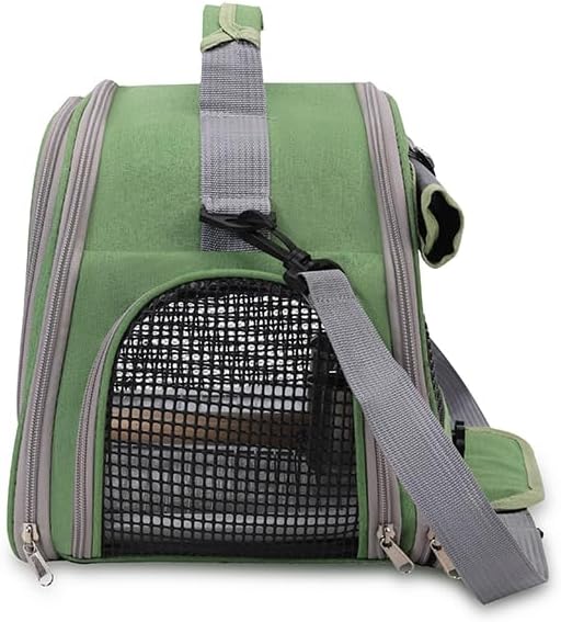 Bird Travel Carrier, Portable Small Bird Parrot Parakeet Carrier with Standing Perch and Tray, Side