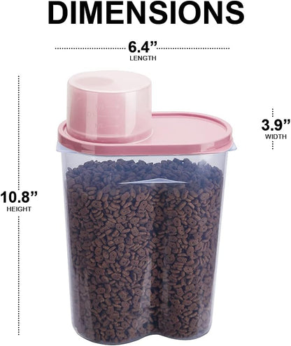 GreenJoy 2 Pack 2lb/2.5L Pet Food Storage Container with Measuring Cup, Can Covers and Bowl for