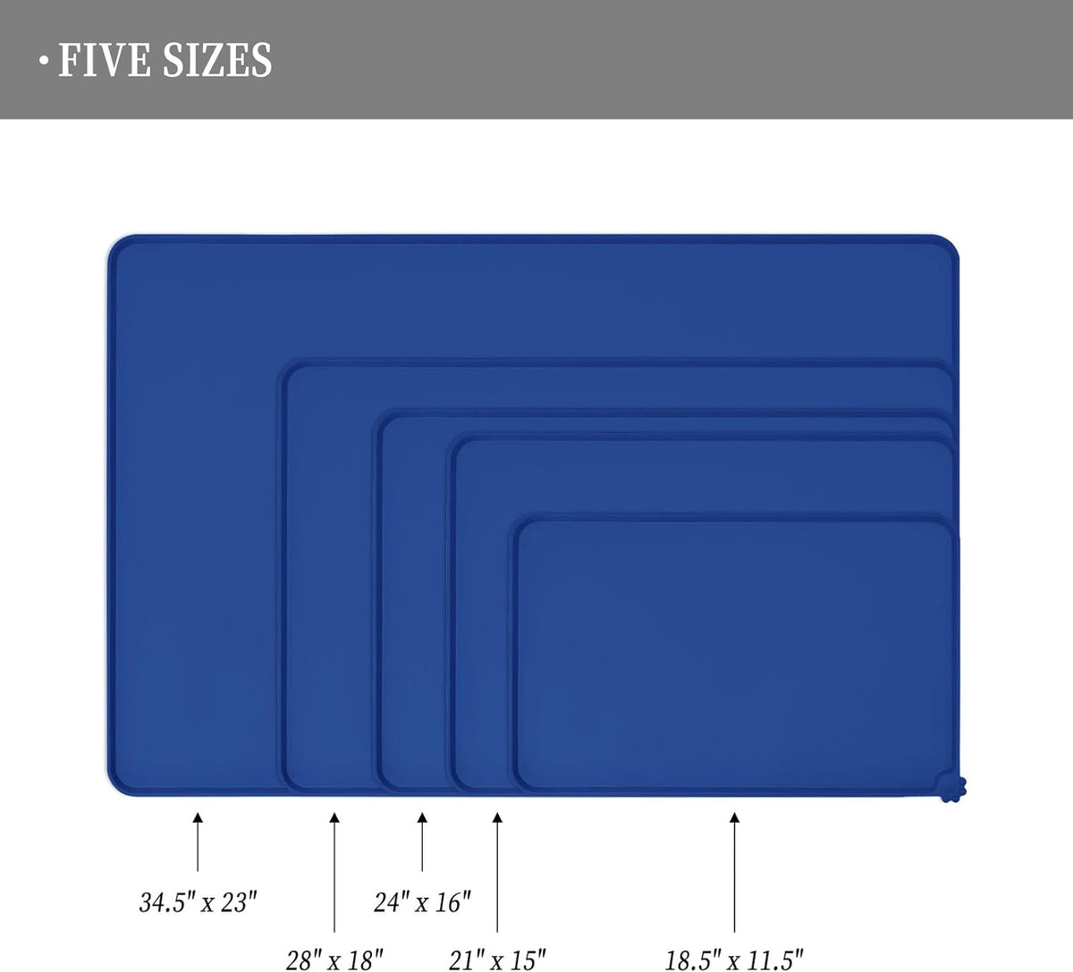 Waterproof Pet Feeding Mat with High Raised Edges, Heavier and Thicker Placemats for Cat Dog Water